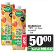 Rhodes Quality 100% Fruit Juice Assorted-For 2 x 1Ltr