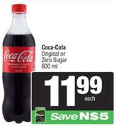 Coca-Cols Original Or Zero Sugar-600ml Each