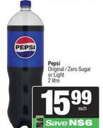 Pepsi Original/ Zero Sugar Or Light-2Ltr Each