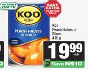 Koo Peach Halves Or Slices-410g Each