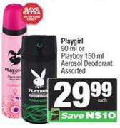 Playgirl 90ml Or Playboy 150ml Aerosol Deodorant Assorted-Each