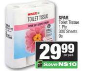 Spar Toilet Tissue 1 Ply 300 Sheets-9s Per Pack