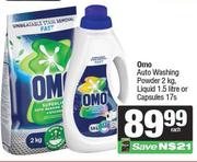 Omo Auto Washing Powder 2Kg, Liquid 1.5L Or Capsules 17s-Each