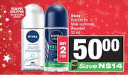 Nivea Roll-On For Male Or Female Assorted-For 2 x 50ml