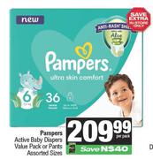 Pampers Active Baby Diapers Value Pack Or Pants (Assorted Sizes)-Per Pack