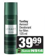 Yardley Aerosol Deodorant For Men-125ml