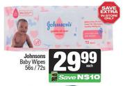 Johnsons Baby Wipes-56s/72s Pack Each