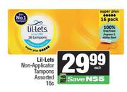 Lil-Lets Non-Applicator Tampons Assorted-16s Pack