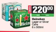 Heineken Lager Or Silver Cans-For 2 x 6 x 500ml