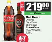 Red Heart Original Dark Rum 750ml & Coca Cola 1.25L-For Both