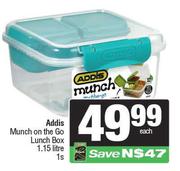 Addis 1.15Ltr Munch On The Go 1.15Ltr Lunch Box