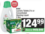 Ariel Laundry Tablets 21s Or Concentrated Washing Liquid-2L