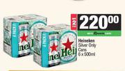 Heineken (Silver Only) Cans-For 2 x 6 x 500ml
