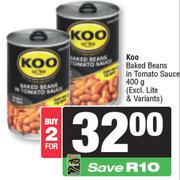 Koo Baked Beans In Tomato Sauce-For 2 x 400g