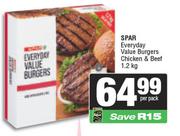 Spar Everyday Value Burgers Chicken & Beef-1.2Kg Per Pack