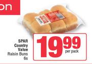 Spar Country Value Raisin Buns-6 Per Pack