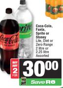 Coca-Cola, Fanta, Sprite Or Stoney Lite, Diet Or Zero Range Assorted-For Any 2 x 2Ltr Or 2.25Ltr 
