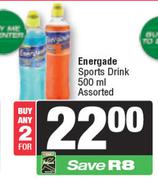 Energade Sports Drink Assorted-For Any 2 x 500ml