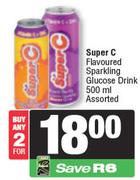 Super C Flavoured Sparkling Glucose Drink Assorted-For Any 2 x 500ml