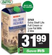 Spar Extra Shelf Life Full Cream Or Low Fat Milk-2Ltr Each