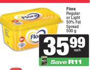 Flora Regular Or Light 50% Fat Spread-500g