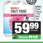 Spar Toilet Tissue 1Ply Mini-18s Per Pack
