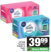 Lil-Lets Tampons Regular Or Super-32s Pack Each