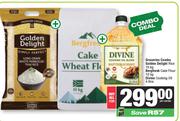 Golden Delight Rice 10kg, Bergfresh Cake Flour 10kg & Divine Cooking Oil 4Ltr-For All