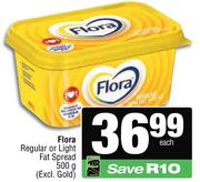Flora Regular Or Light Fat Spread-500g Each