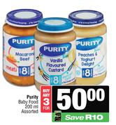 Puirty Baby Food Assorted-For Any 3 x 200ml