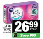Lil-Lets Tampons Assorted-16s/20s Per Pack