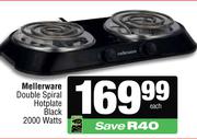 Mellerware Double Spiral Hotplate (Black) 2000 Watts