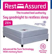 Rest Assured Zen Advanced No Turn Technology With Memory Foam Double Base Set