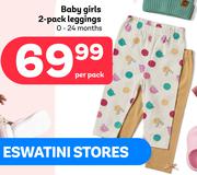Baby Girls 2 Pack Leggings 0-24 Months