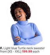 Light Blue Turtle Neck Sweater From (XS-XXL)-Each