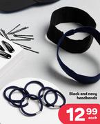 Black & Navy Headbands-Each