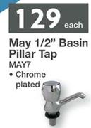 Splashworks May 1/2" Basin Pillar Tap Chrome Plated MAY7-Each