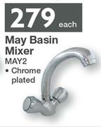 Splashworks May Basin Mixer Chrome Plated MAY2-Each