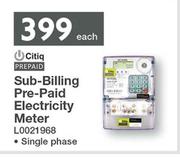 Citiq Sub Billing Pre Paid Electricity Meter Single Phase L0021968-Each