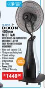 Dixon 400mm Mist Fan With Built-In Humidifier & Wheels For Easy Room-TO-ROom Movement FS-1621R