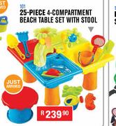 25 Piece 4 Compartment Beach Table Set With Stool 101