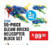 55 Piece Gleam Bricks Helicopter Block Set 25344