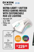 Dixon Gaming Ultra Light 7 Button Wired Gaming Mouse With Customizable RGB LED Lighting GT-120