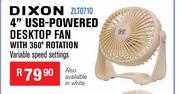 Dixon 4" USB-Powered Desktop Fan With 360° Rotation ZLT0710
