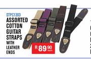 Cotton Guitar Straps With Leather Ends Assorted STPC1303-Each