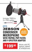 Jebson Condenser Microphone With Tripod, Pop Filter & Y-Splitter Adapter EP711
