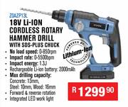 Dixon 18V Li-Ion Cordless Rotary Hammer Drill With SDS Plus Chuck ZOAZP13L