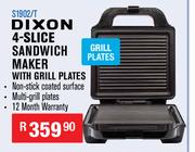 Dixon 4 Slice Sandwich Maker With Grill Plates S1902/T