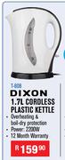 Dixon 1.7L Cordless Plastic Kettle T-808