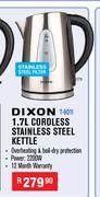 Dixon 1.7L Cordless Stainless Steel Kettle T-9011